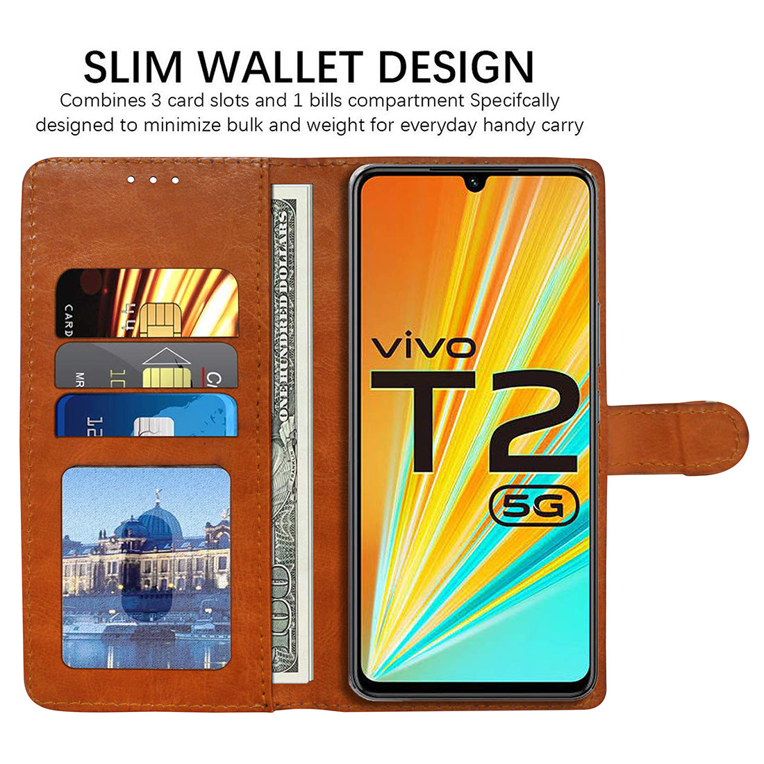 Premium Wallet Flip Cover for Vivo T2 5G / Y100 5G