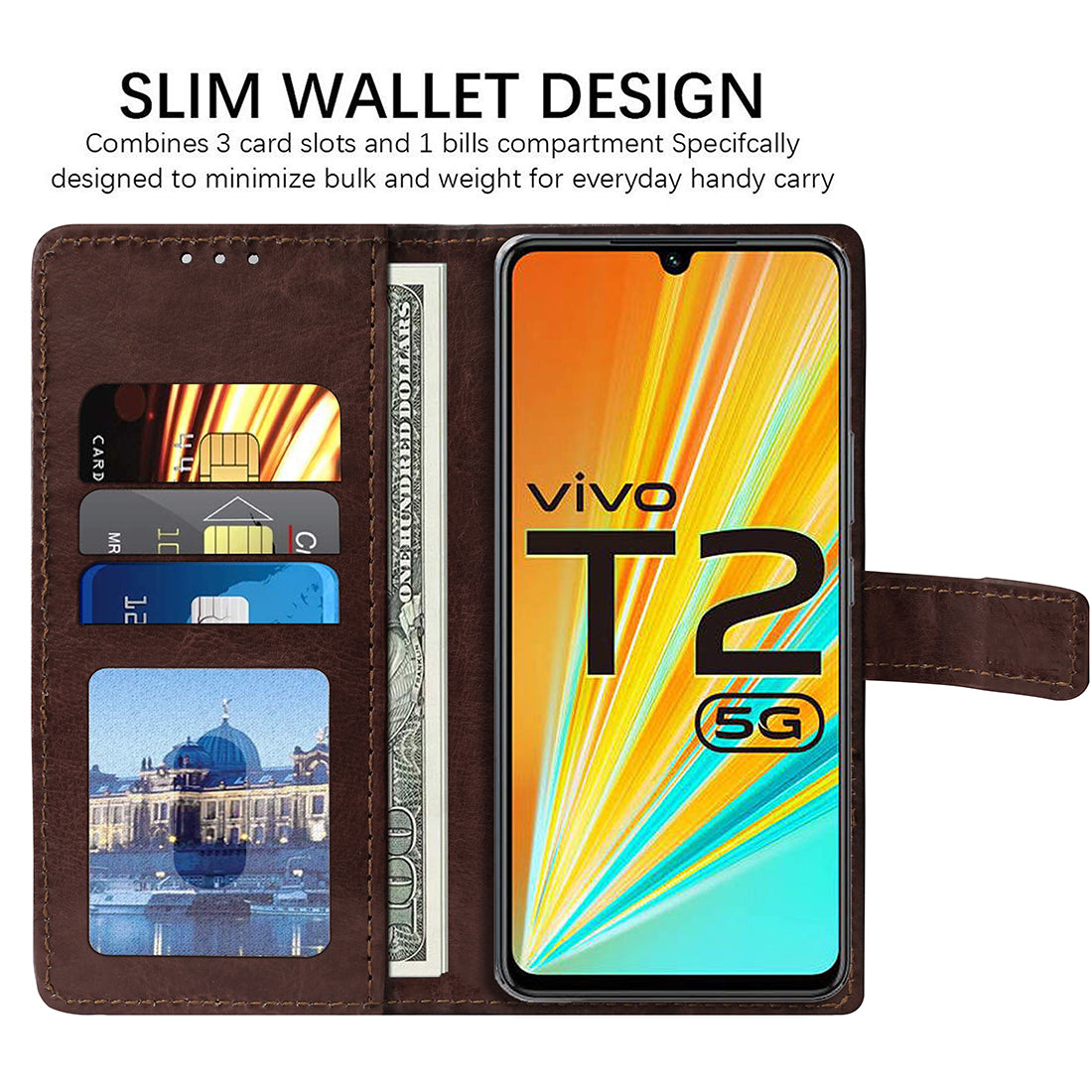 Premium Wallet Flip Cover for Vivo T2 5G / Y100 5G