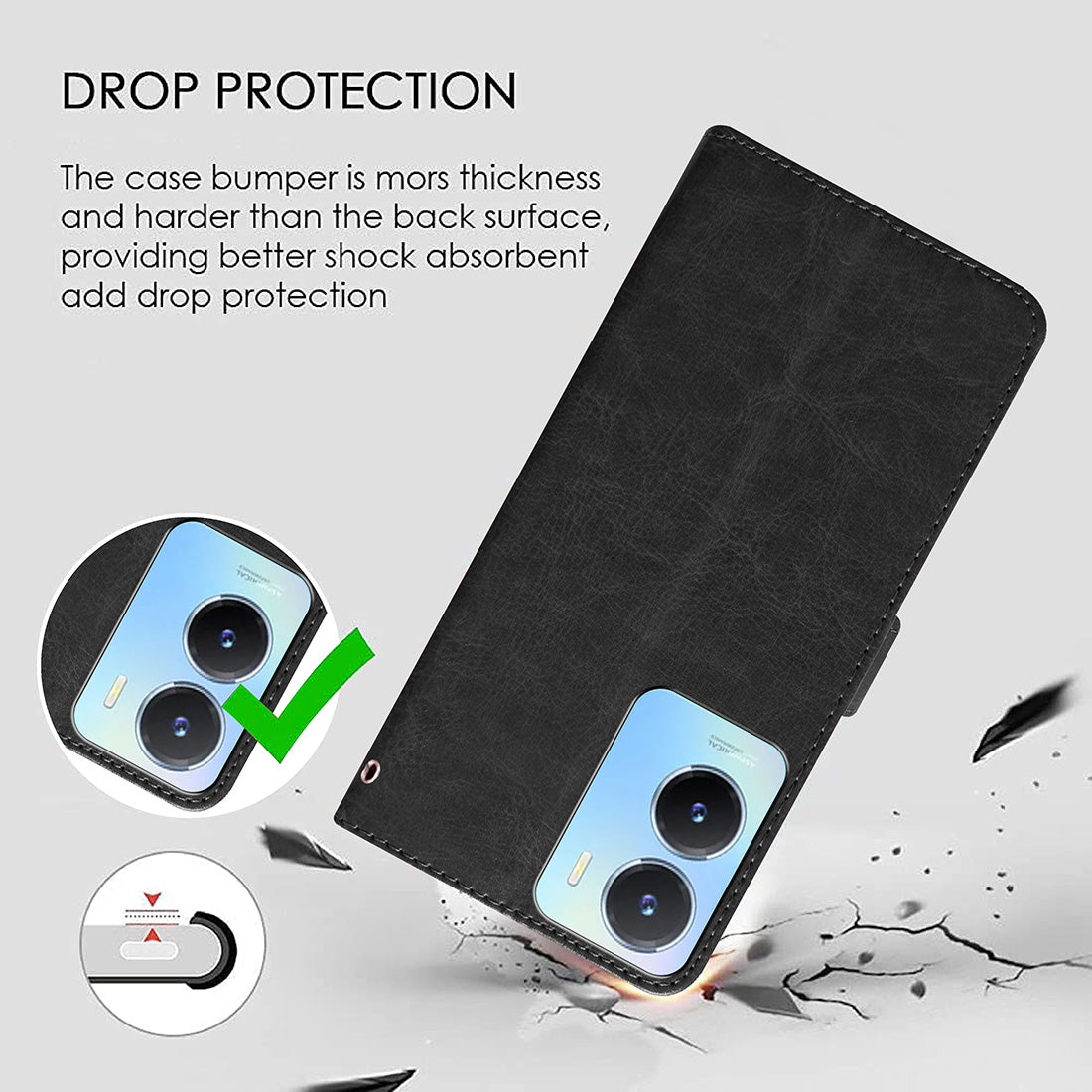 Premium Wallet Flip Cover for Vivo T2x 5G / Y16 4G / Y56 5G