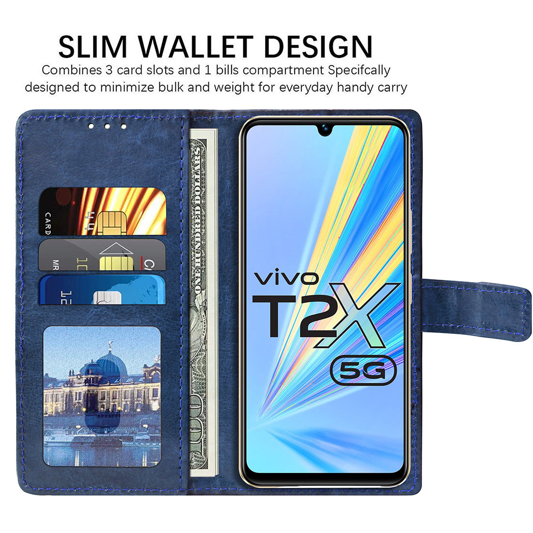 Premium Wallet Flip Cover for Vivo T2x 5G / Y16 4G / Y56 5G