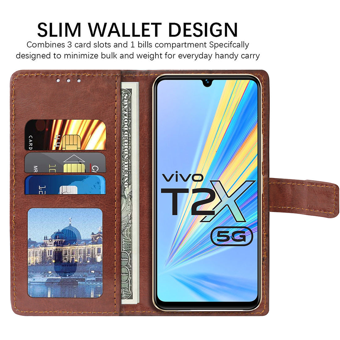 Premium Wallet Flip Cover for Vivo T2x 5G / Y16 4G / Y56 5G