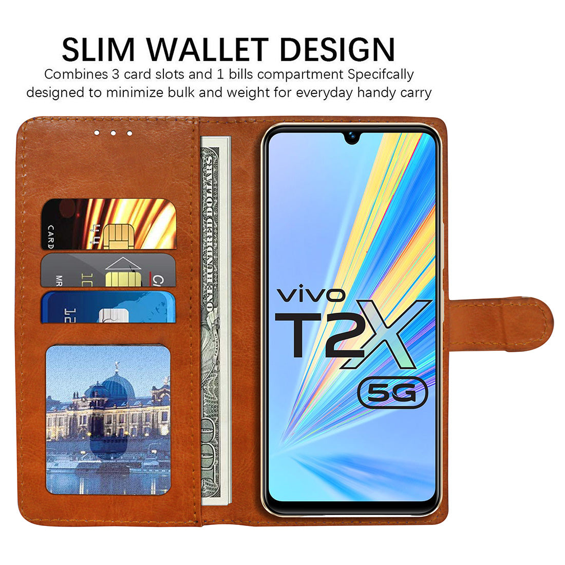 Premium Wallet Flip Cover for Vivo T2x 5G / Y16 4G / Y56 5G