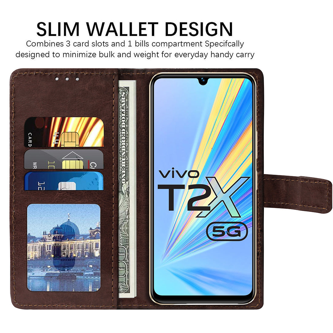 Premium Wallet Flip Cover for Vivo T2x 5G / Y16 4G / Y56 5G