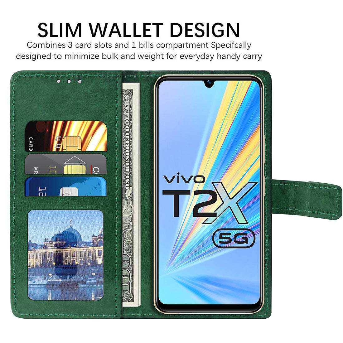 Premium Wallet Flip Cover for Vivo T2x 5G / Y16 4G / Y56 5G
