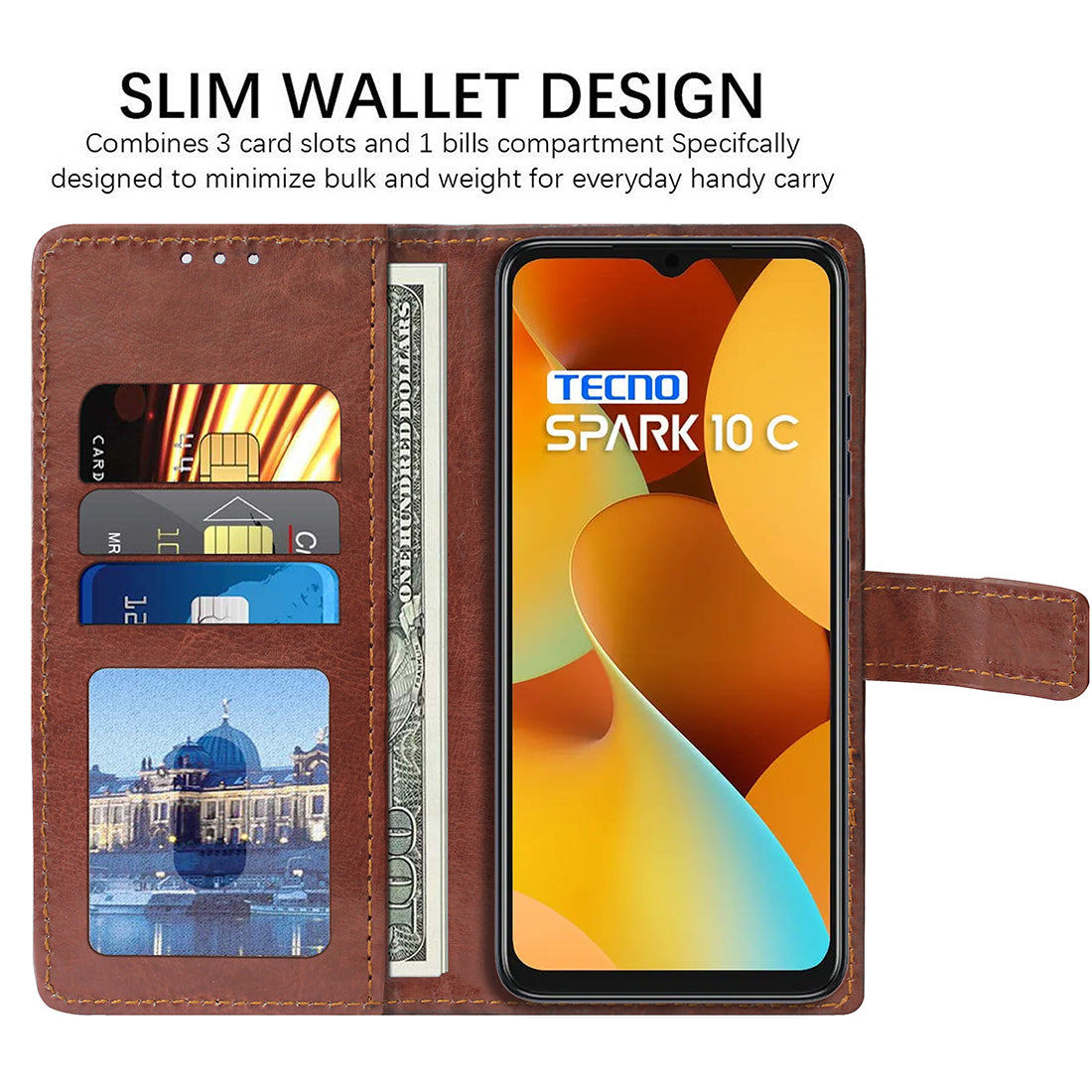 Premium Wallet Flip Cover for Tecno Spark 10C 4G