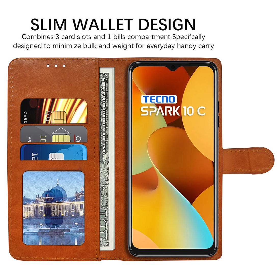 Premium Wallet Flip Cover for Tecno Spark 10C 4G