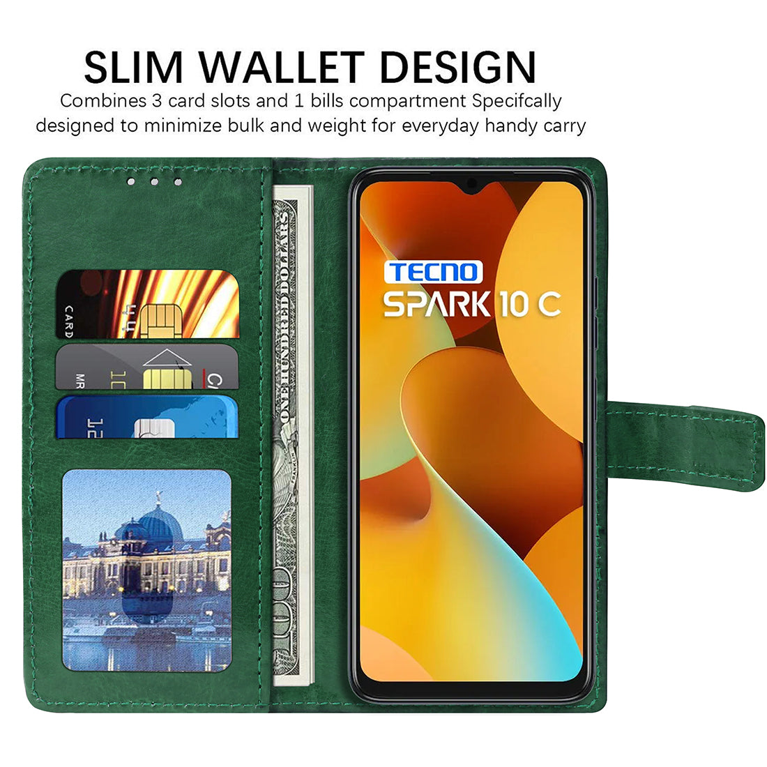 Premium Wallet Flip Cover for Tecno Spark 10C 4G