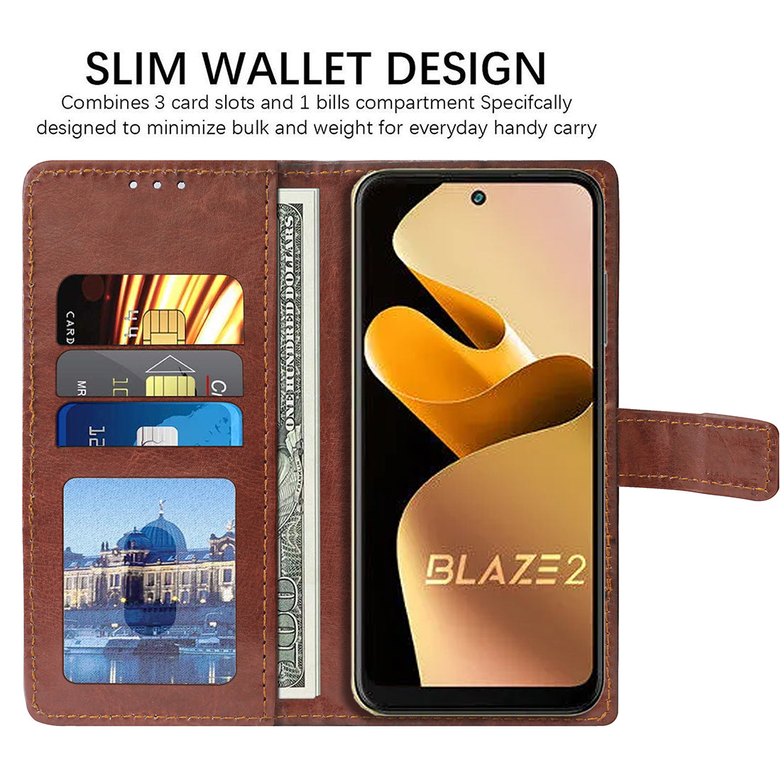 Premium Wallet Flip Cover for Lava Blaze 2 4G