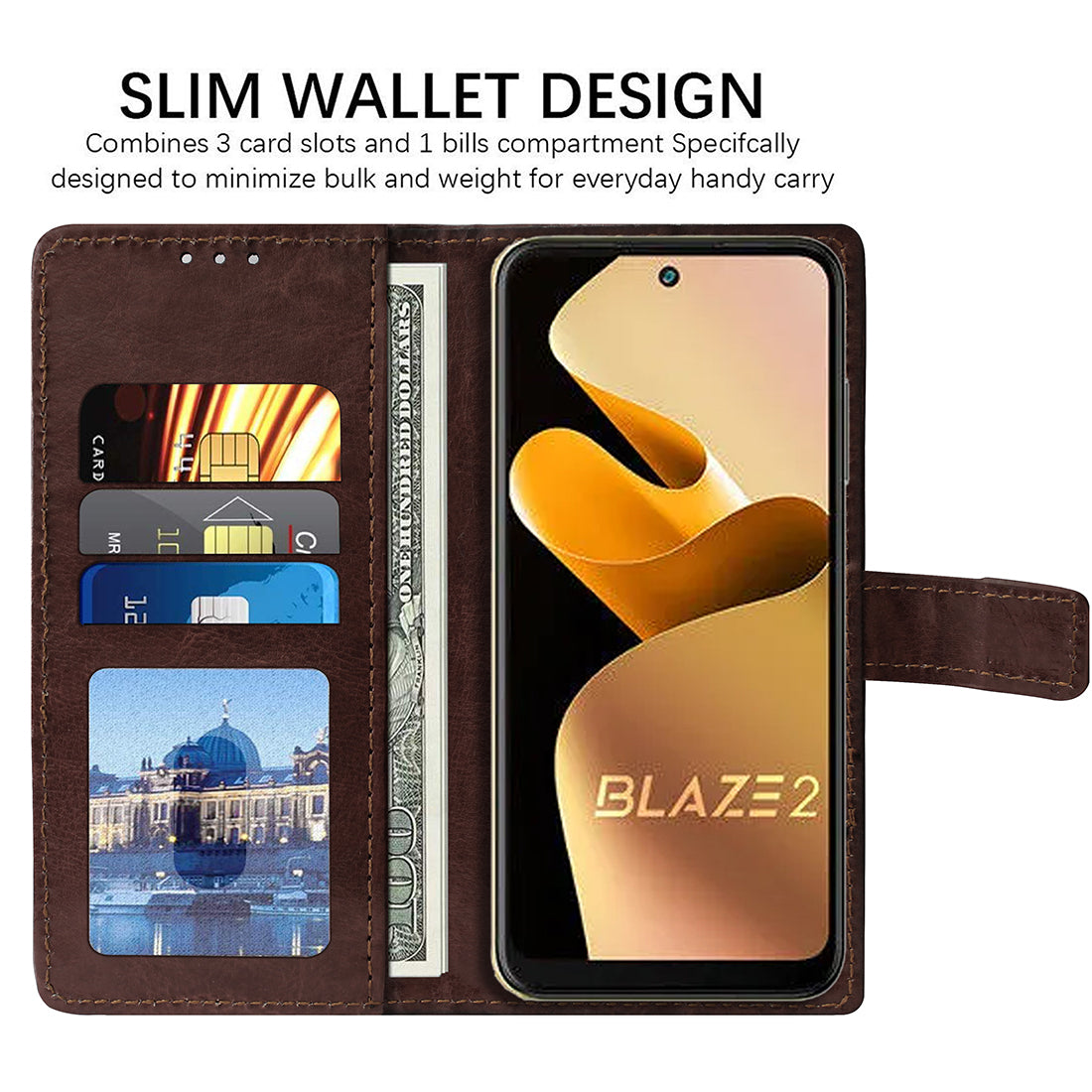 Premium Wallet Flip Cover for Lava Blaze 2 4G