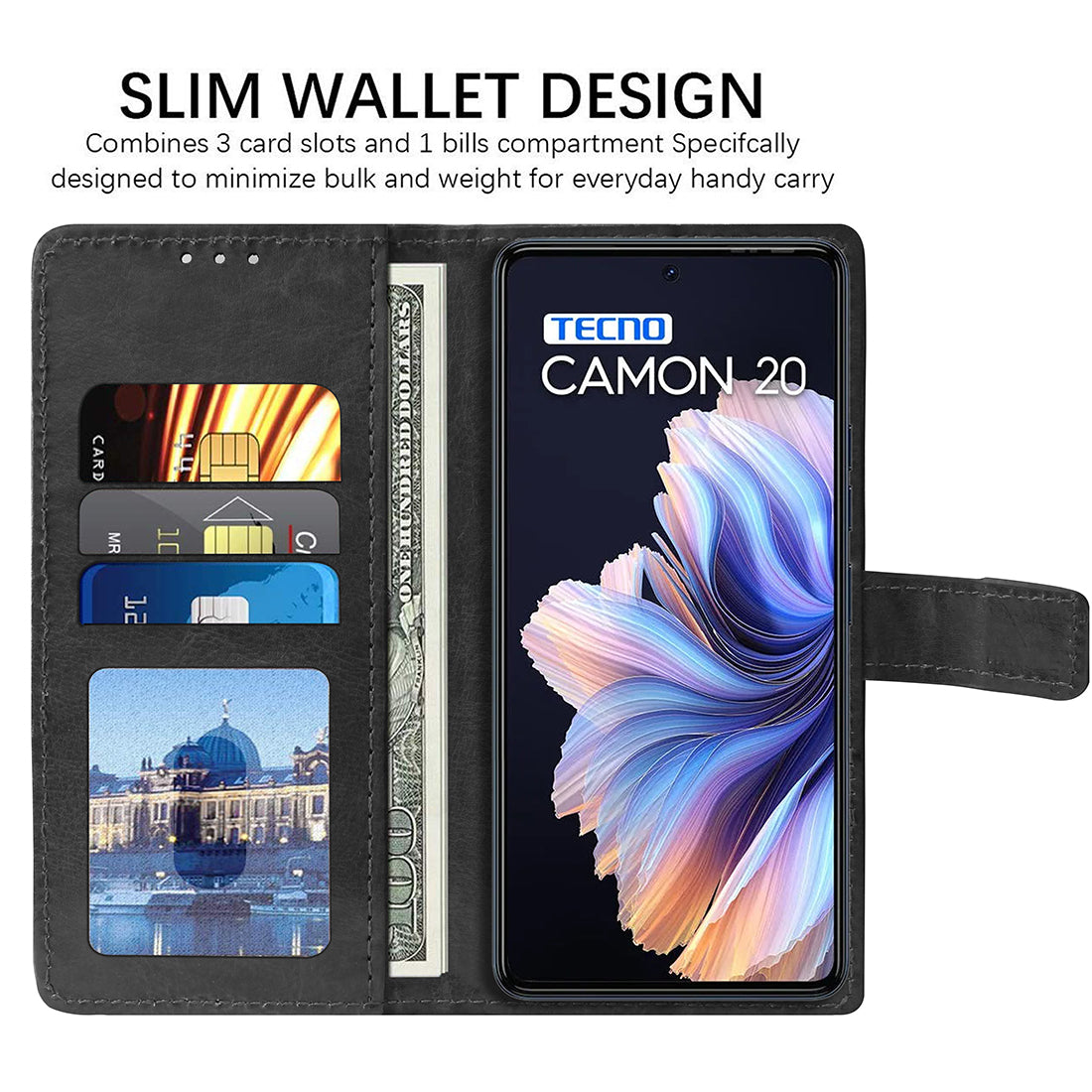 Premium Wallet Flip Cover for Tecno Camon 20 4G