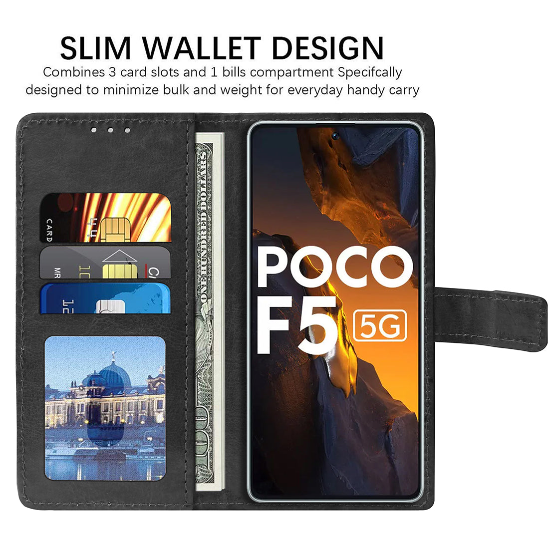 Premium Wallet Flip Cover for Poco F5 5G