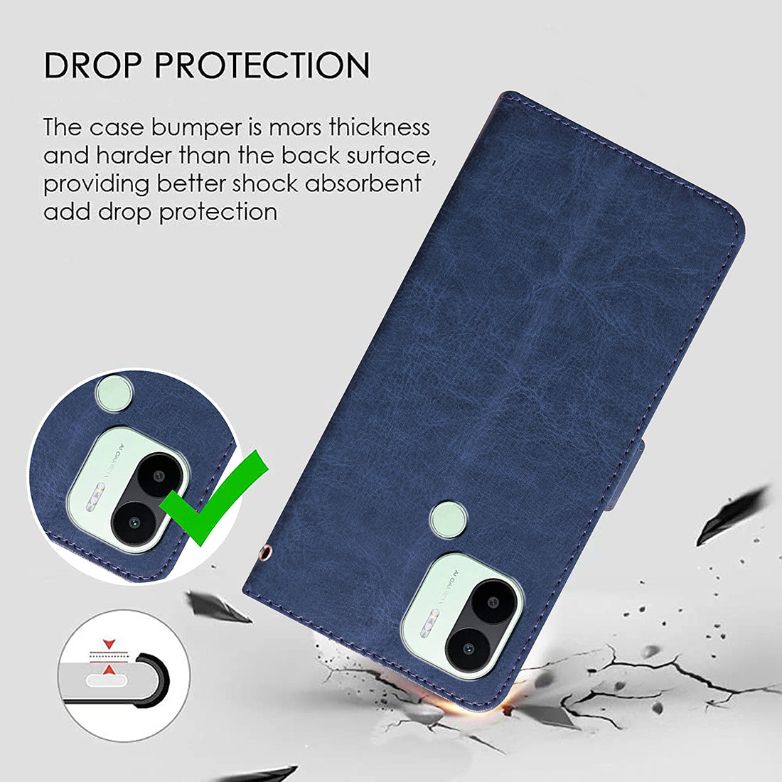 Premium Wallet Flip Cover for Mi Redmi A2 Plus / A1 Plus / Poco C50 / C51