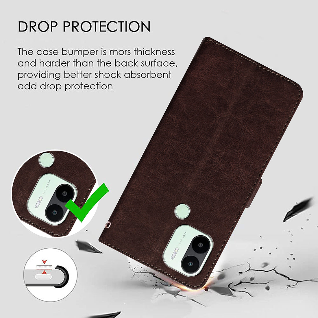 Premium Wallet Flip Cover for Mi Redmi A2 Plus / A1 Plus / Poco C50 / C51