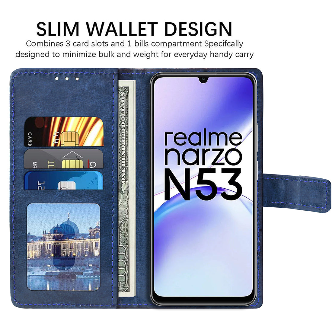 Premium Wallet Flip Cover for Realme Narzo N53 4G / C53 4G / C51 4G