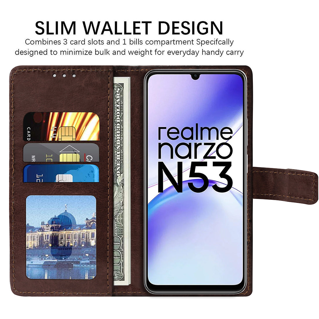 Premium Wallet Flip Cover for Realme Narzo N53 4G / C53 4G / C51 4G