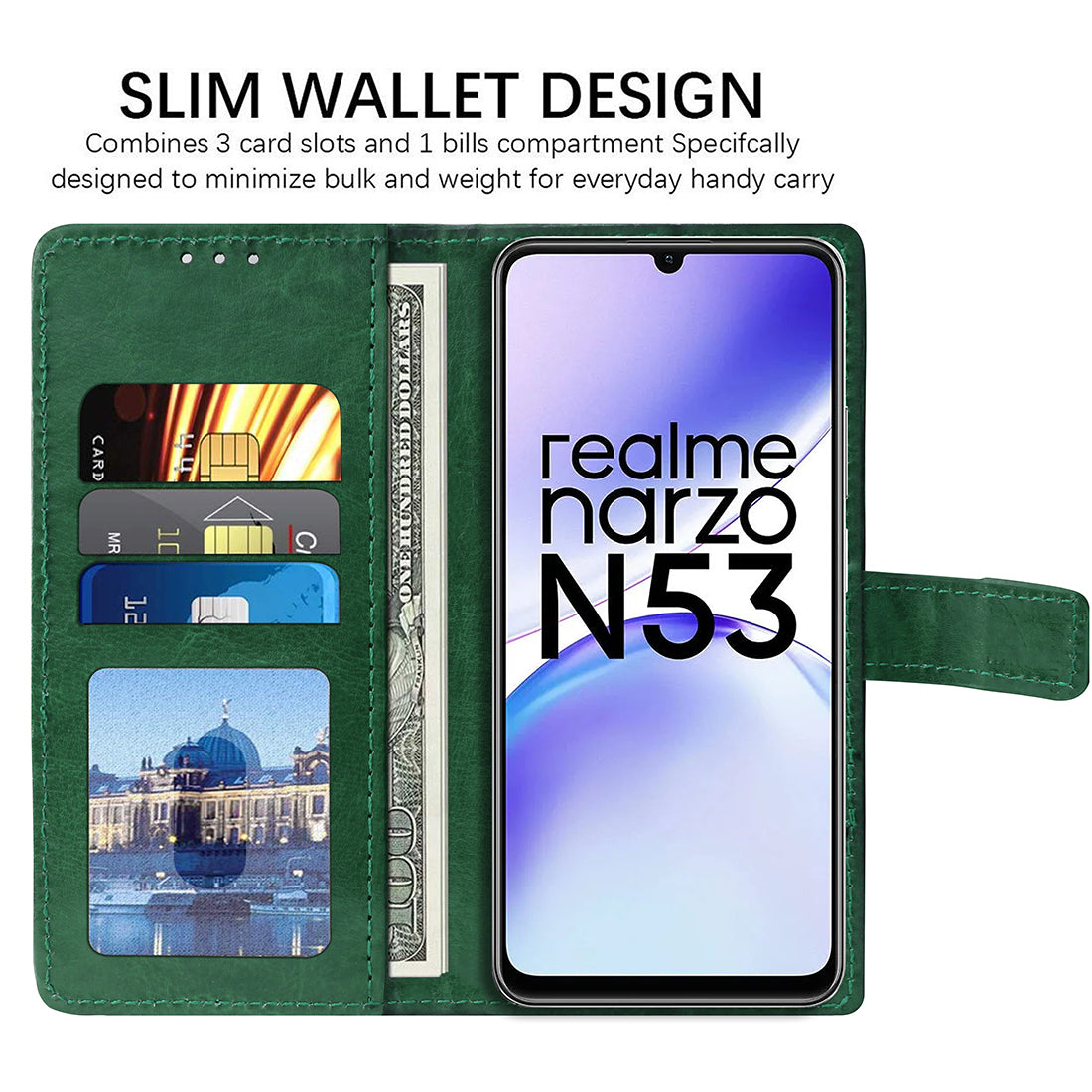 Premium Wallet Flip Cover for Realme Narzo N53 4G / C53 4G / C51 4G