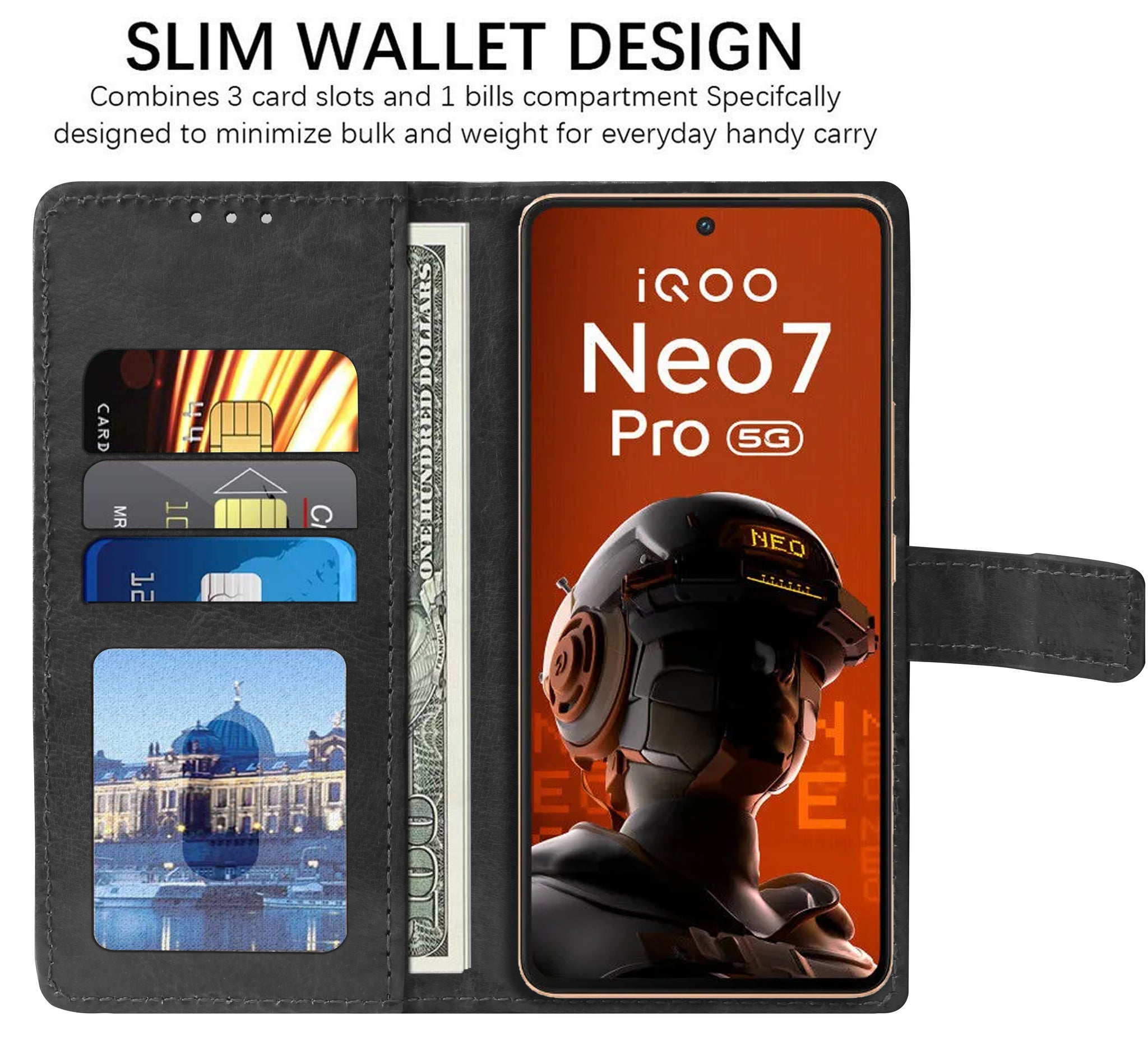 Premium Wallet Flip Cover for iQOO Neo 7 Pro 5G / Neo 7 5G