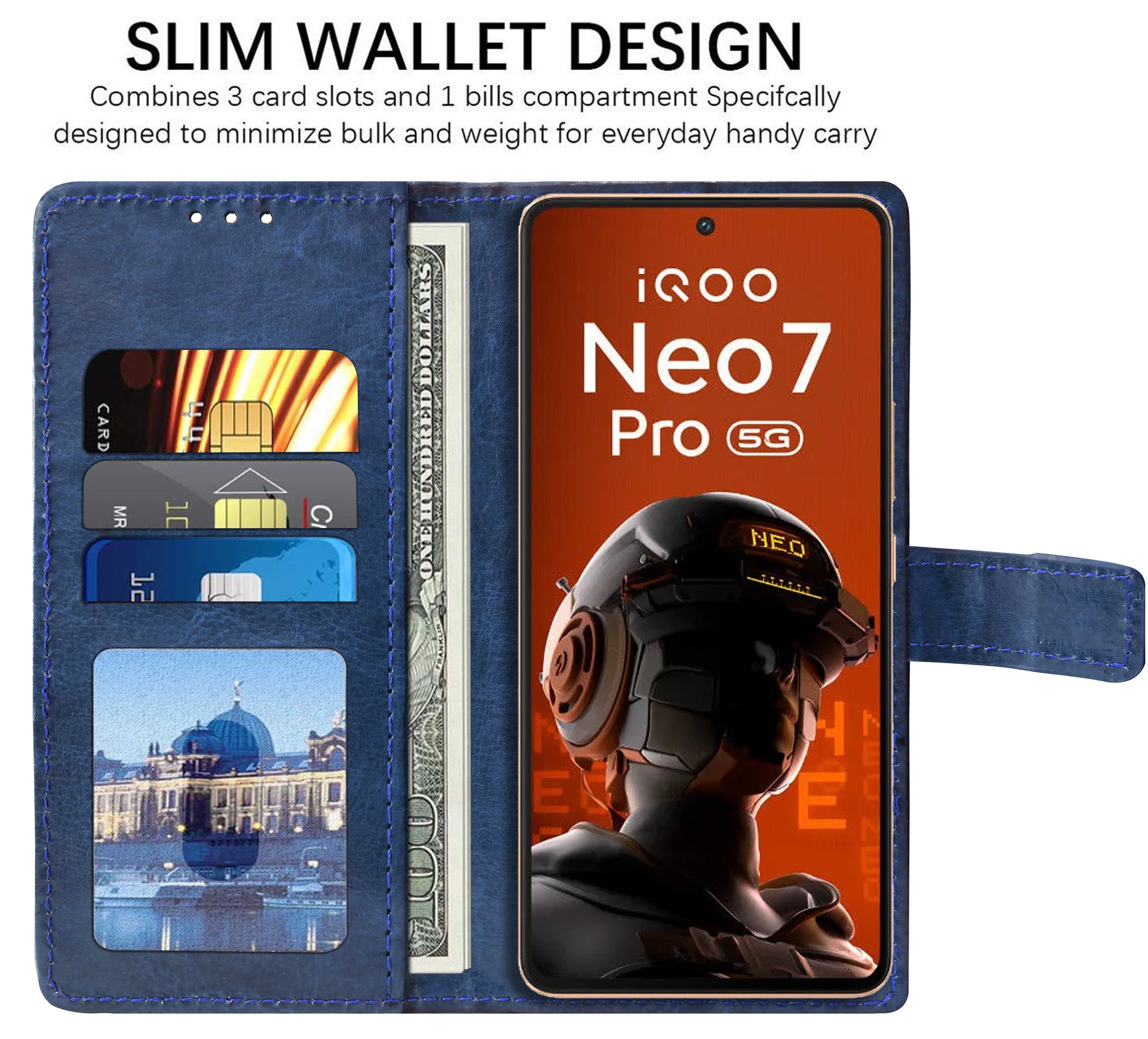 Premium Wallet Flip Cover for iQOO Neo 7 Pro 5G / Neo 7 5G
