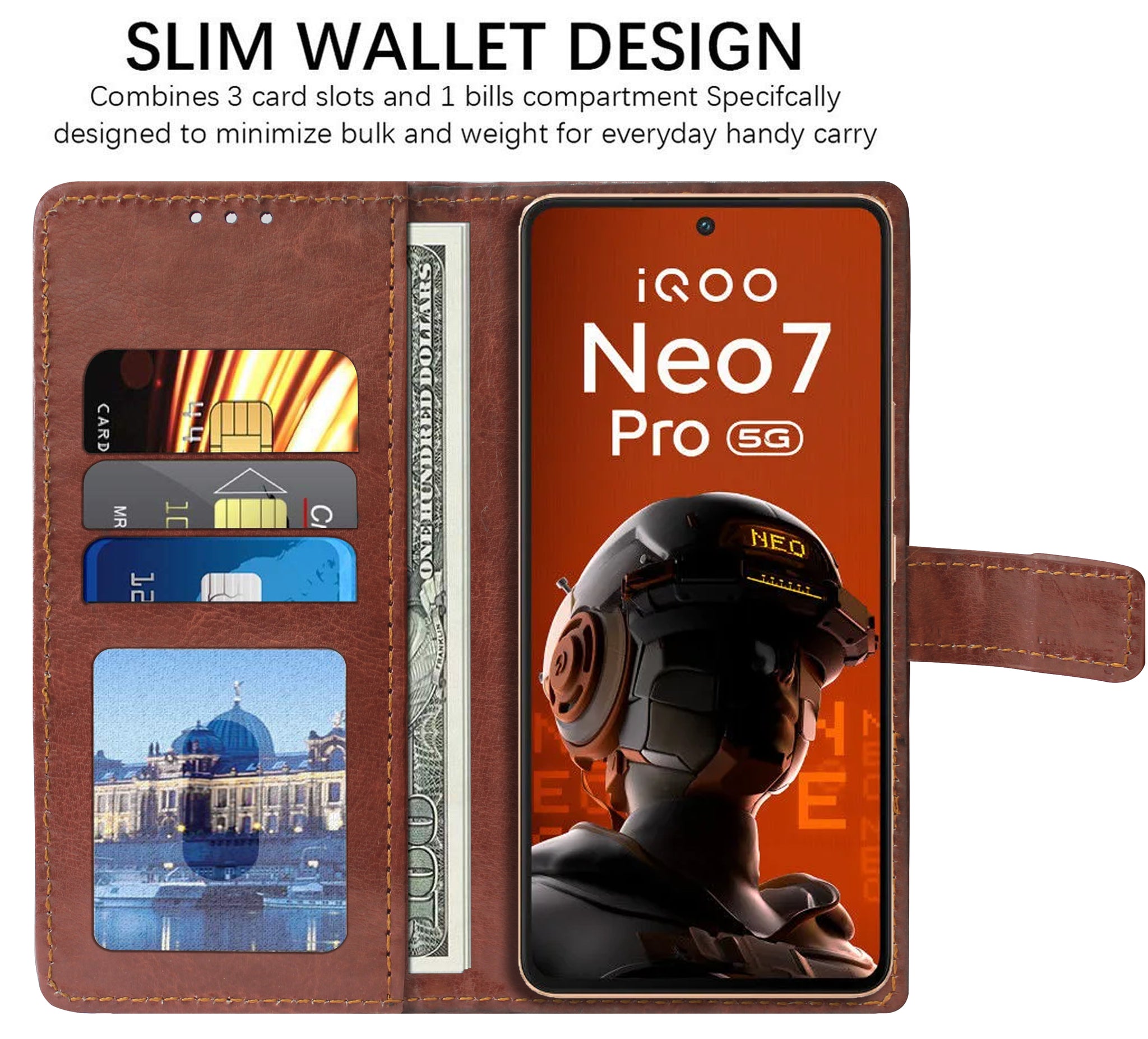 Premium Wallet Flip Cover for iQOO Neo 7 Pro 5G / Neo 7 5G