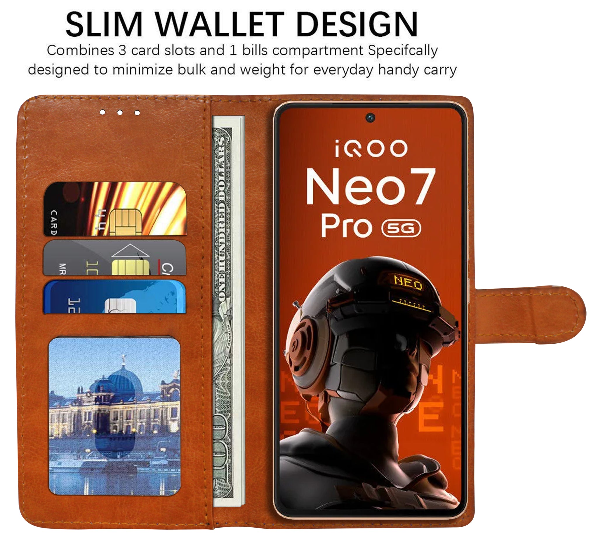 Premium Wallet Flip Cover for iQOO Neo 7 Pro 5G / Neo 7 5G