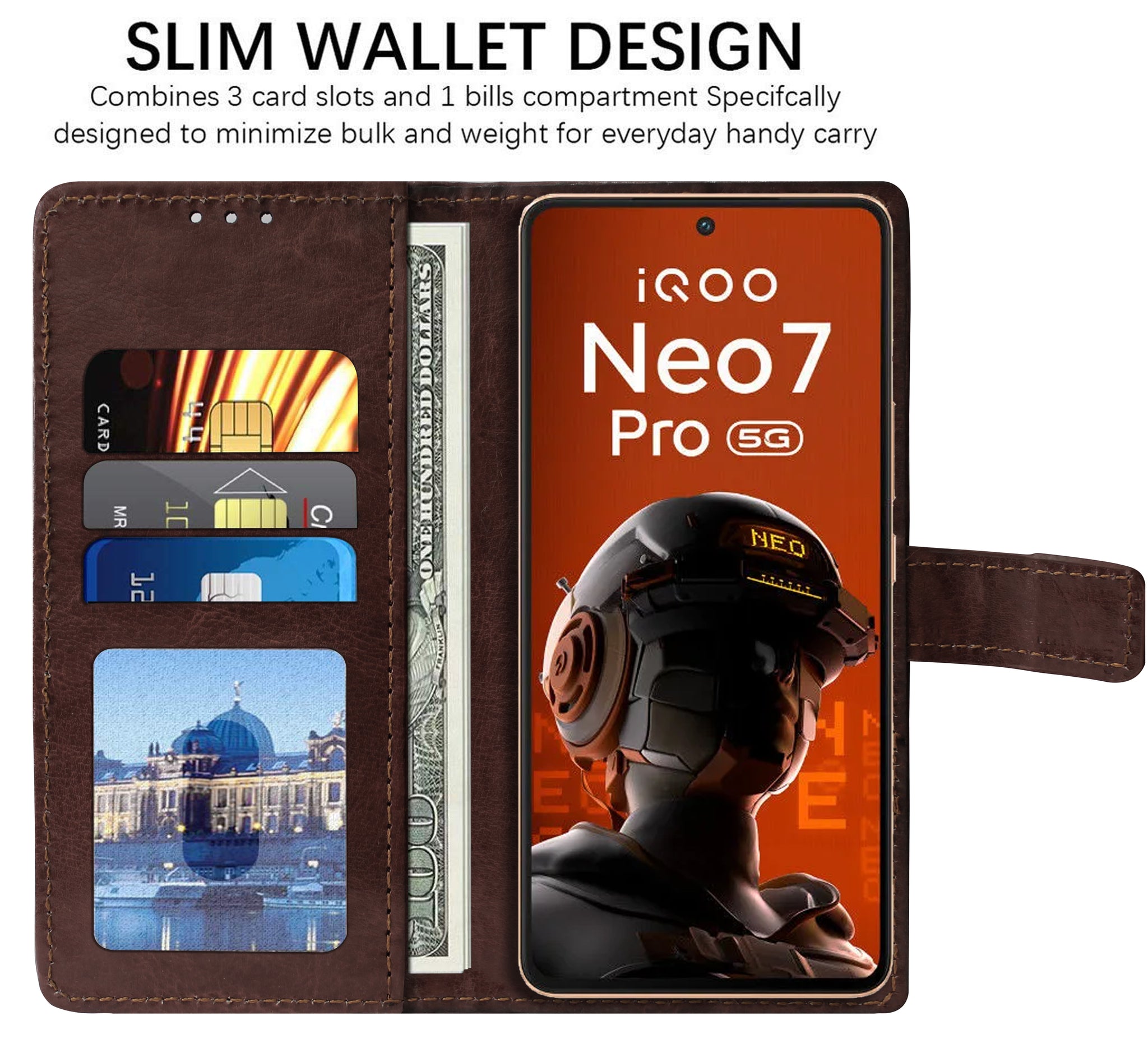 Premium Wallet Flip Cover for iQOO Neo 7 Pro 5G / Neo 7 5G