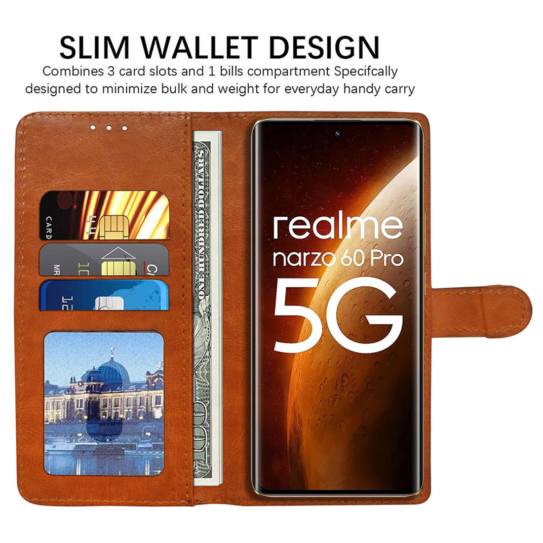 Premium Wallet Flip Cover for Realme Narzo 60 Pro 5G