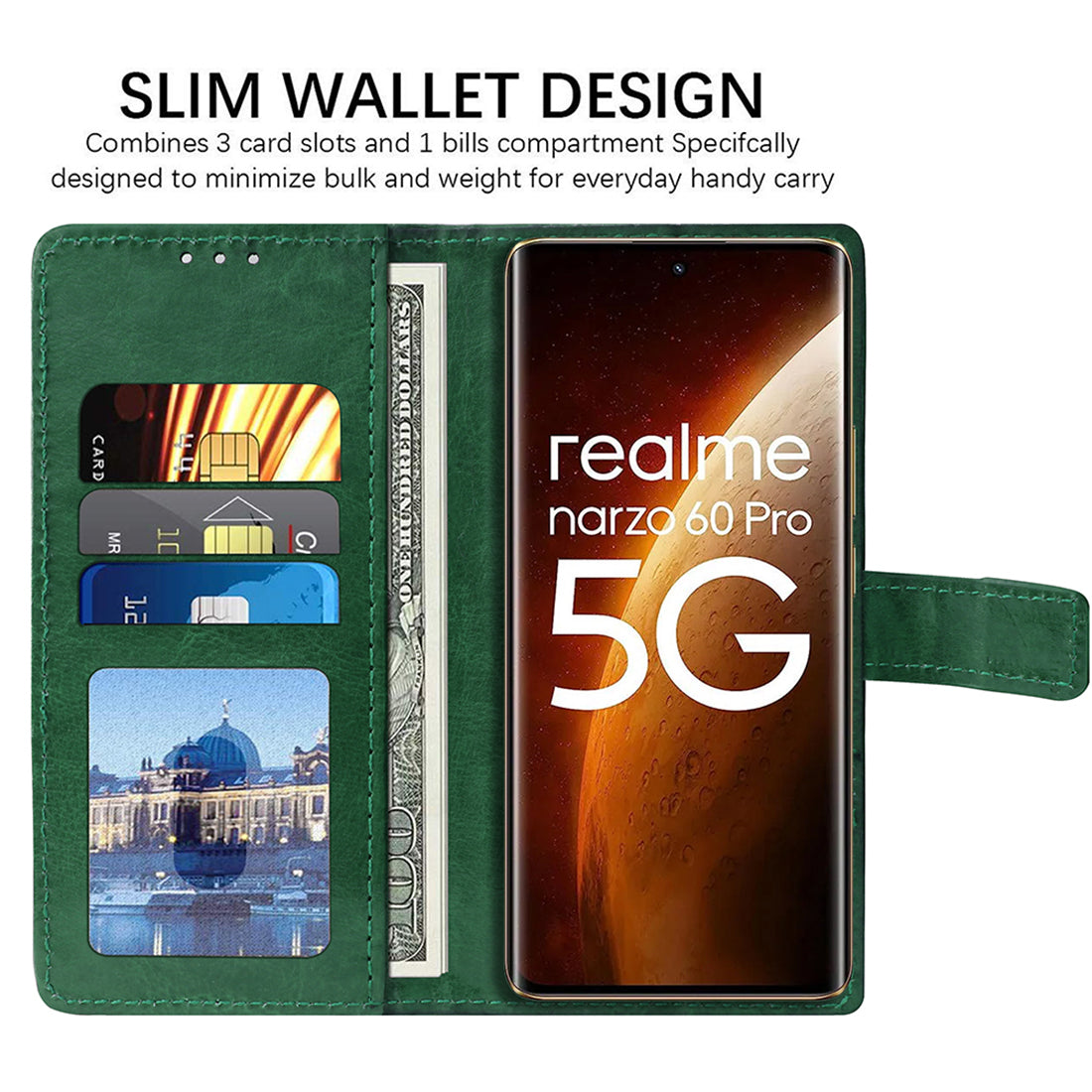 Premium Wallet Flip Cover for Realme Narzo 60 Pro 5G