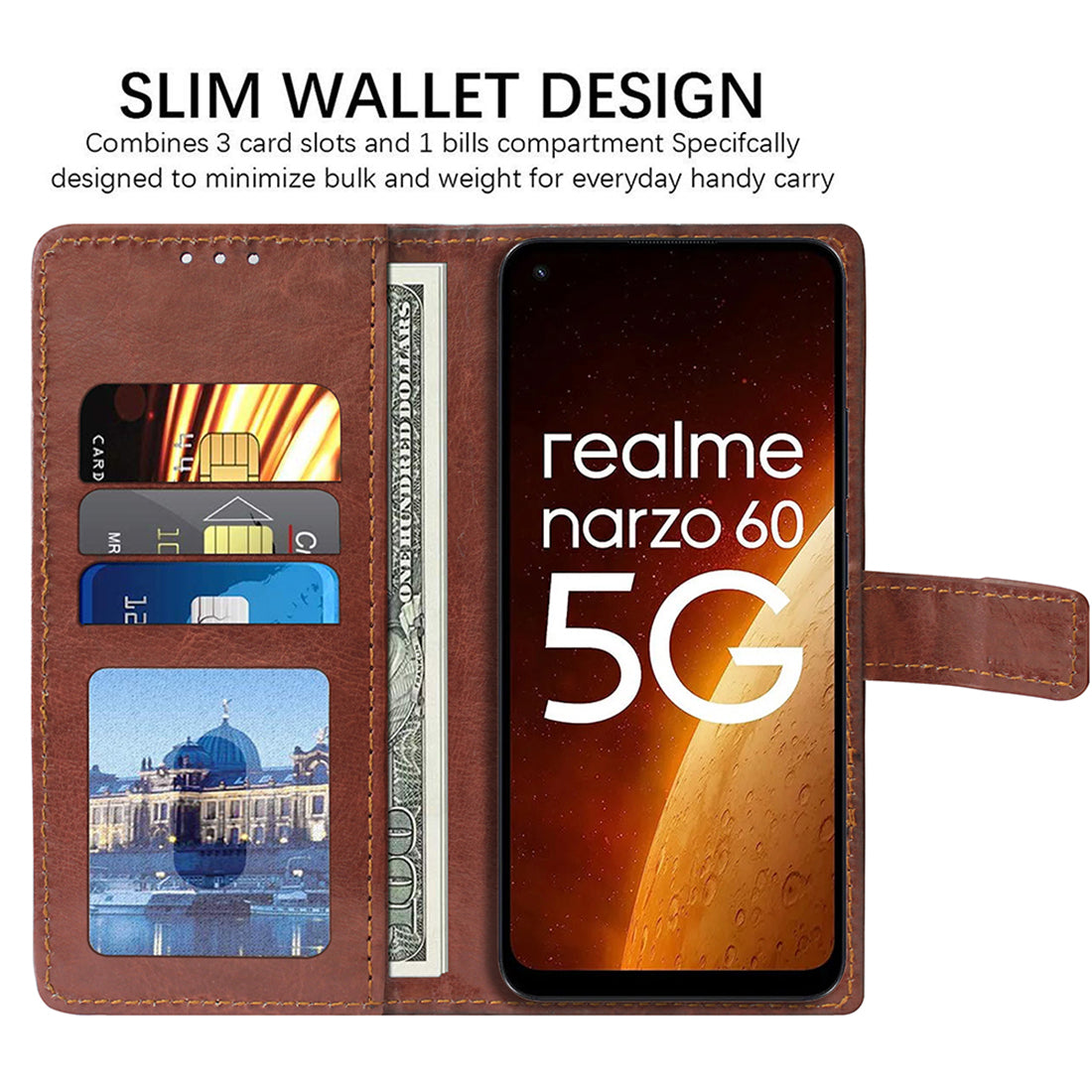 Premium Wallet Flip Cover for Realme Narzo 60 5G