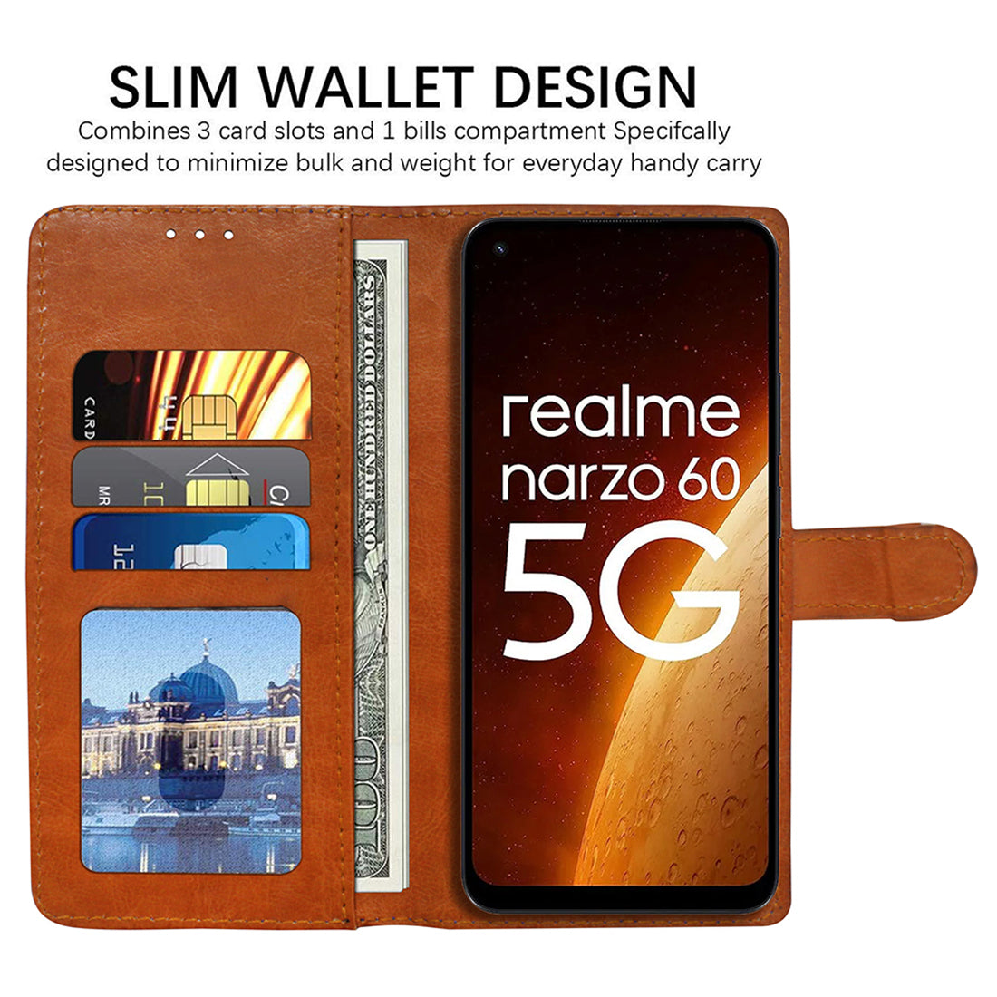 Premium Wallet Flip Cover for Realme Narzo 60 5G