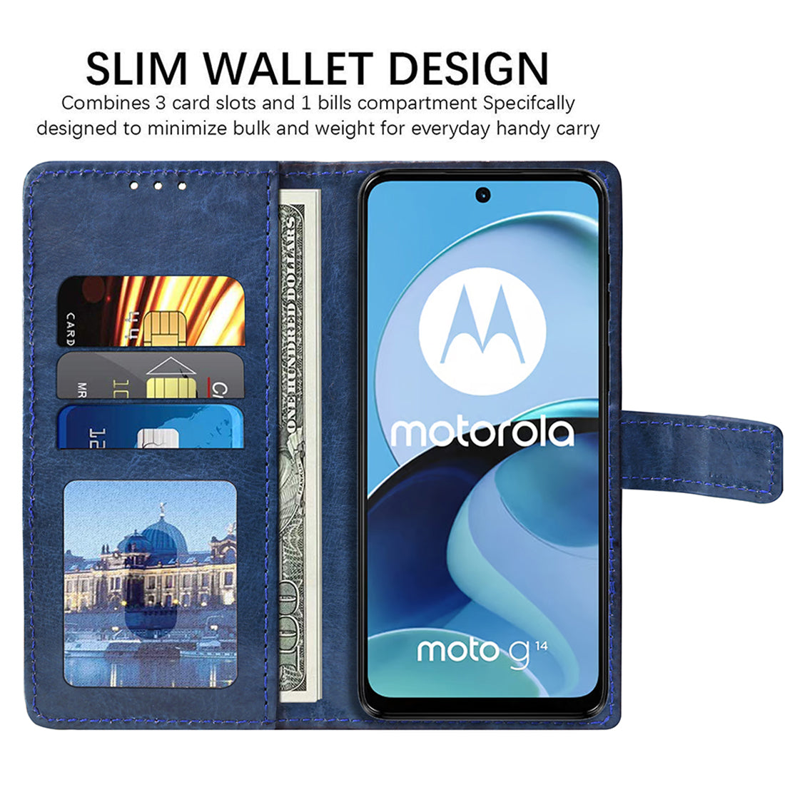 Premium Wallet Flip Cover for Motorola Moto G14 4G