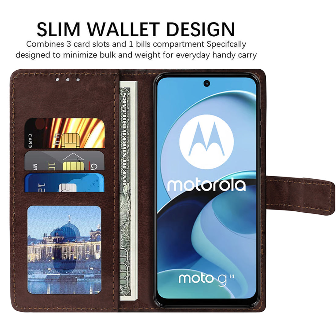 Premium Wallet Flip Cover for Motorola Moto G14 4G