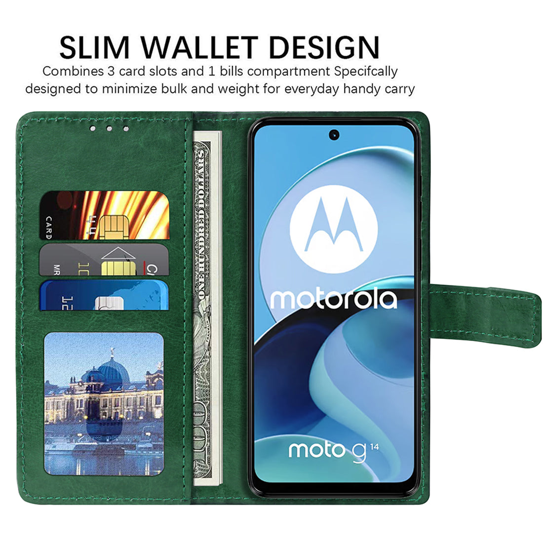 Premium Wallet Flip Cover for Motorola Moto G14 4G