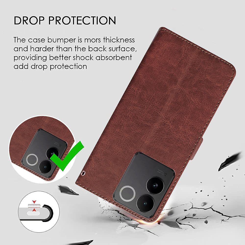 Premium Wallet Flip Cover for iQOO Z7 Pro 5G / Vivo S17E 5G