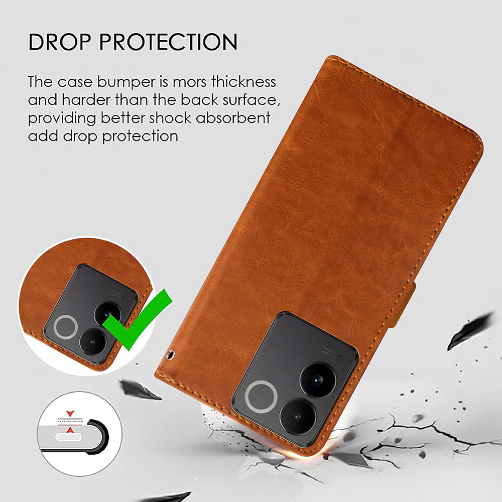 Premium Wallet Flip Cover for iQOO Z7 Pro 5G / Vivo S17E 5G