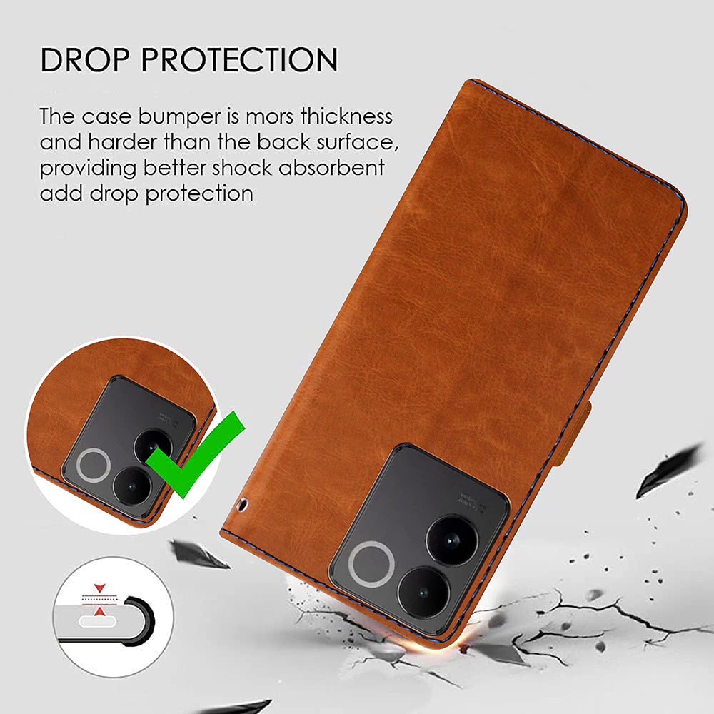 Premium Wallet Flip Cover for iQOO Z7 Pro 5G / Vivo S17E 5G