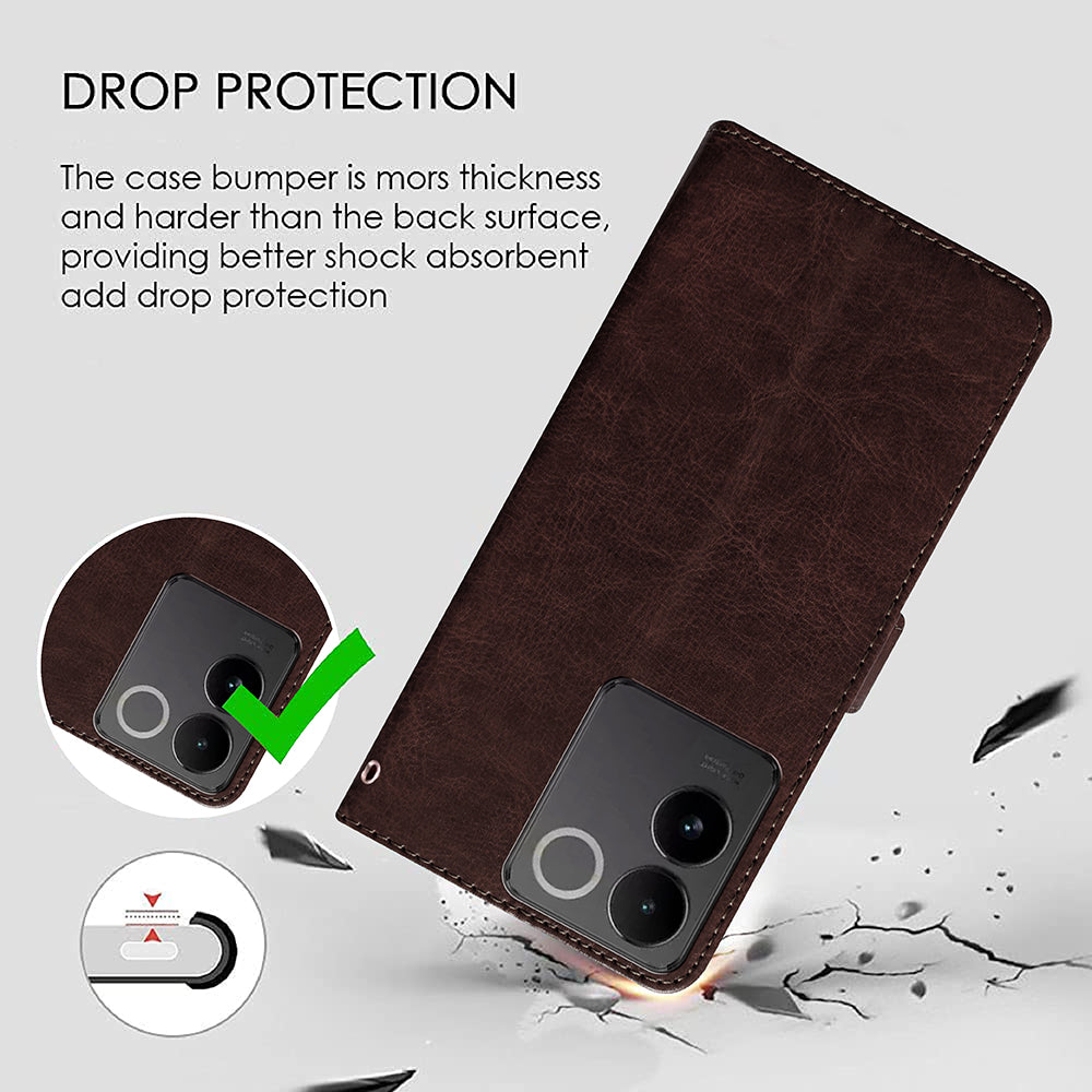 Premium Wallet Flip Cover for iQOO Z7 Pro 5G / Vivo S17E 5G