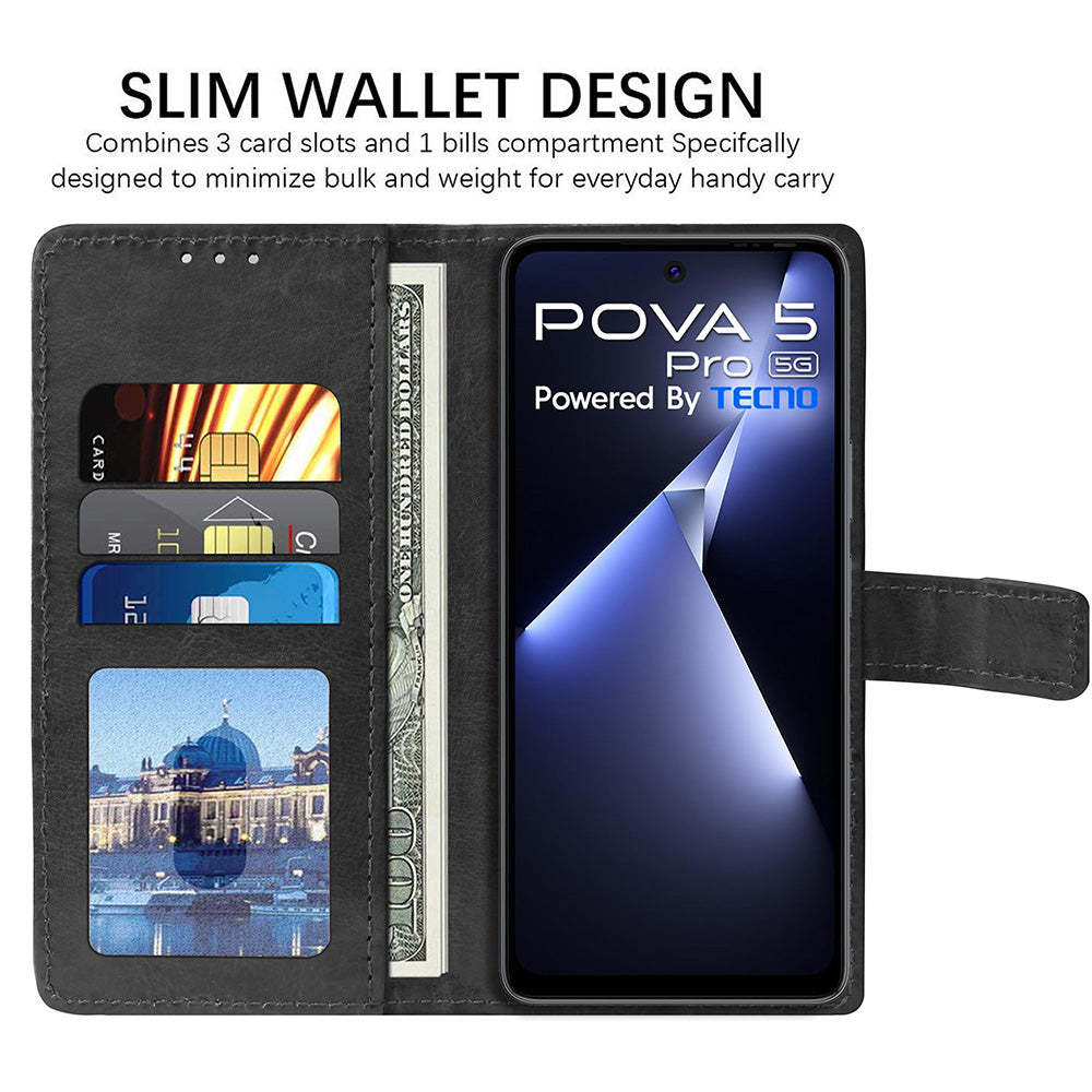 Premium Wallet Flip Cover for Tecno Pova 5 4G / Pova 5 Pro 5G