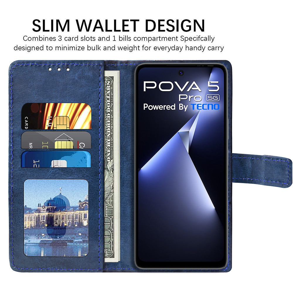 Premium Wallet Flip Cover for Tecno Pova 5 4G / Pova 5 Pro 5G