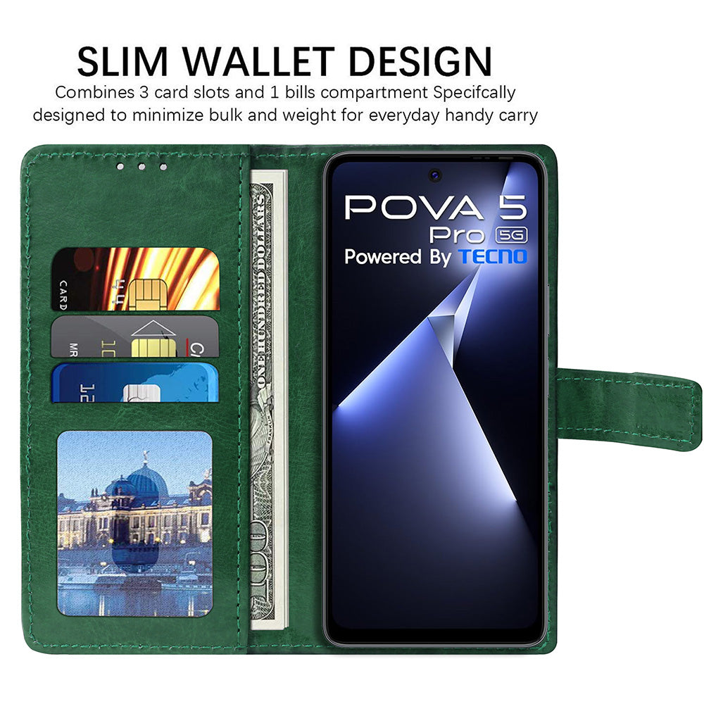 Premium Wallet Flip Cover for Tecno Pova 5 Pro 5G / Pova 5 4G