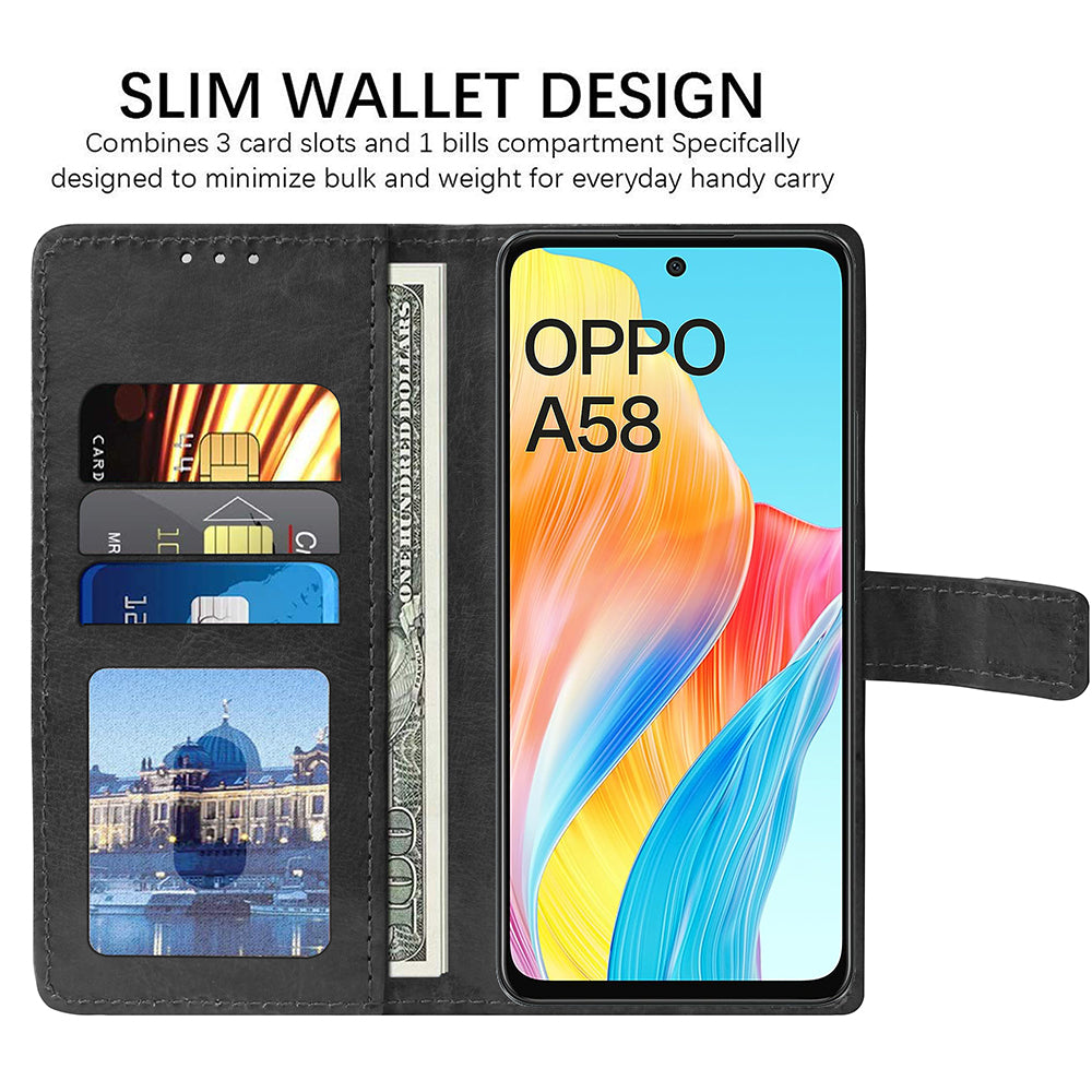 Premium Wallet Flip Cover for Oppo A58 4G