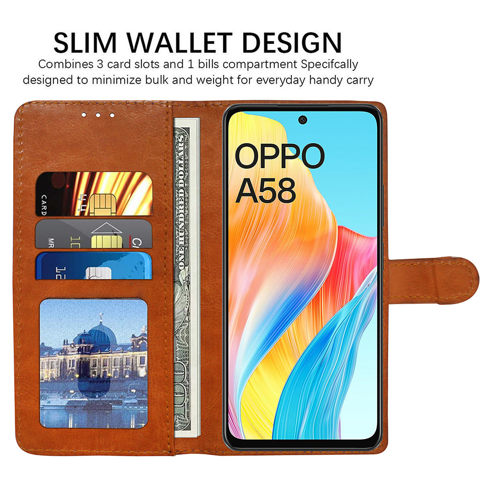 Premium Wallet Flip Cover for Oppo A58 4G