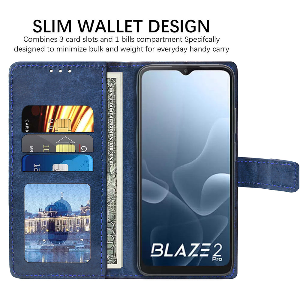 Premium Wallet Flip Cover for Lava Blaze 2 Pro 4G