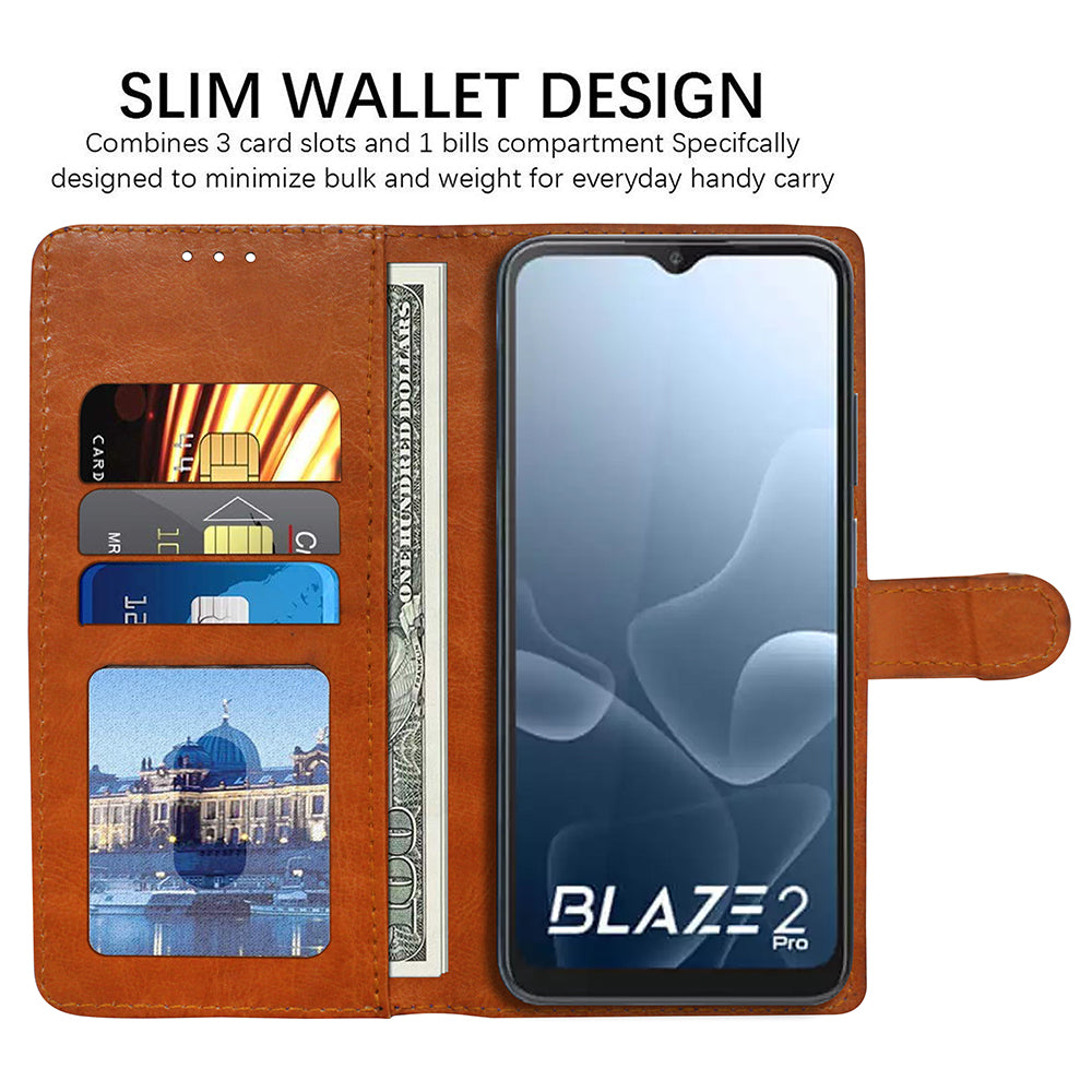 Premium Wallet Flip Cover for Lava Blaze 2 Pro 4G