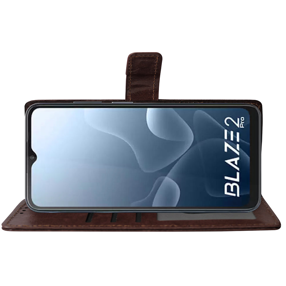 Premium Wallet Flip Cover for Lava Blaze 2 Pro 4G