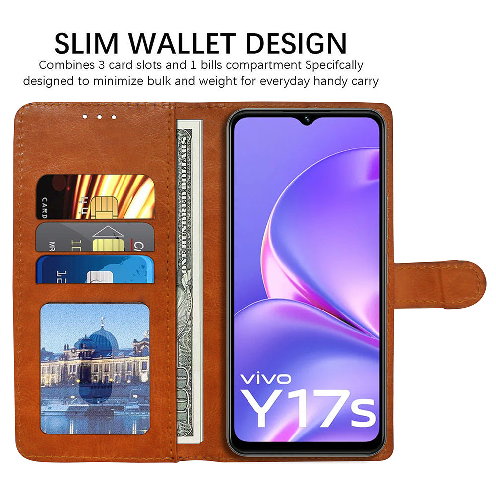 Premium Wallet Flip Cover for Vivo Y17s 4G