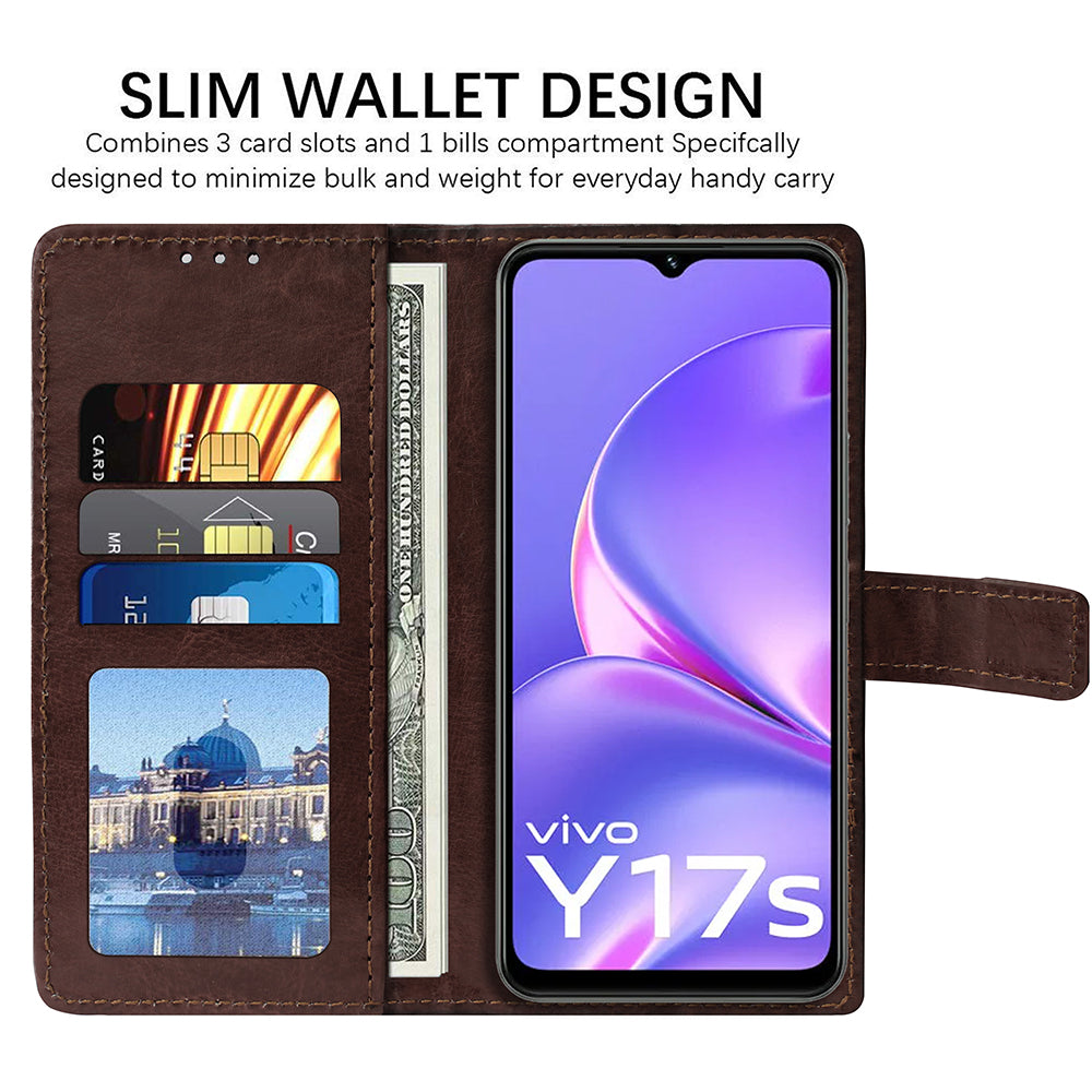 Premium Wallet Flip Cover for Vivo Y17s 4G