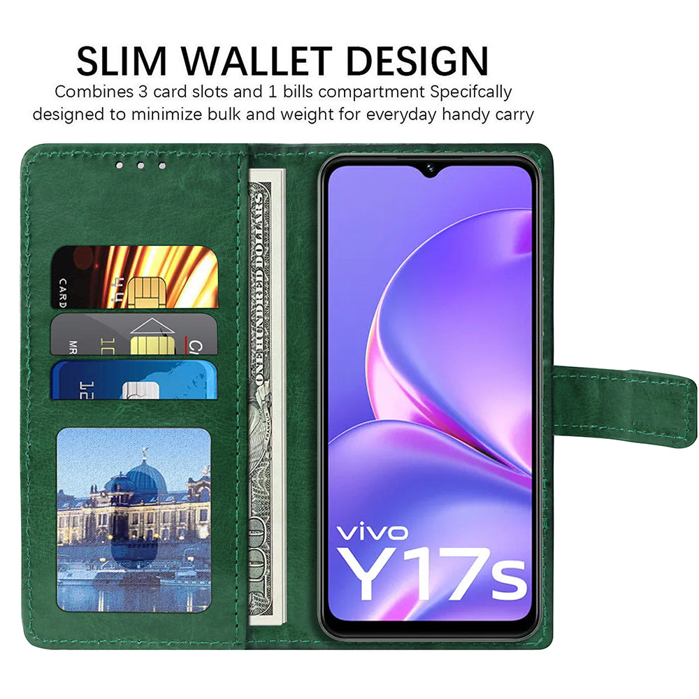 Premium Wallet Flip Cover for Vivo Y17s 4G