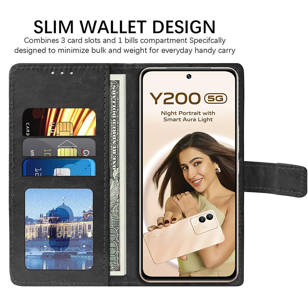 Premium Wallet Flip Cover for Vivo Y200 5G