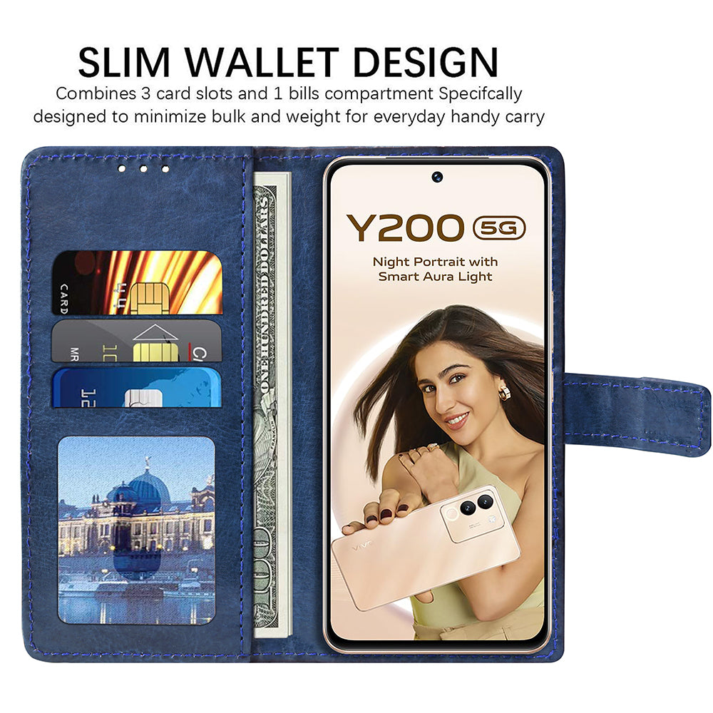 Premium Wallet Flip Cover for Vivo Y200 5G