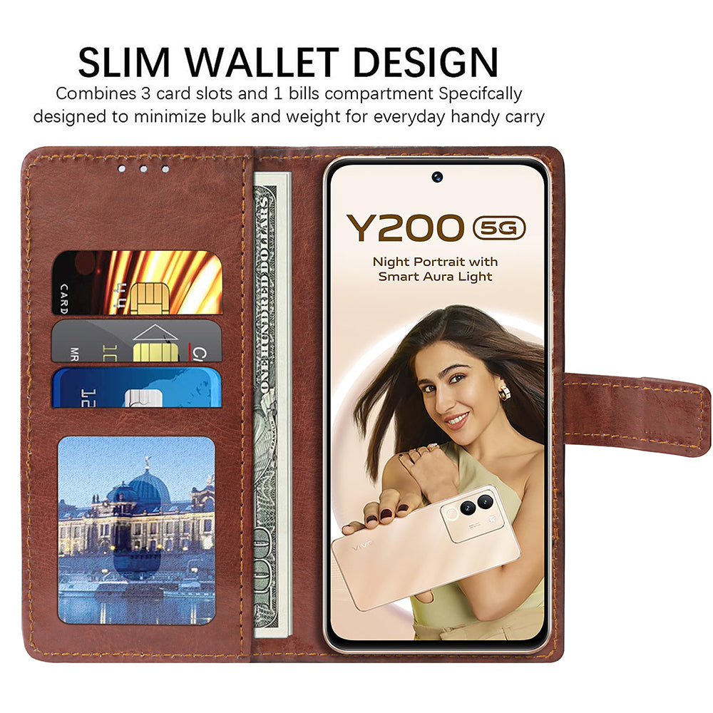 Premium Wallet Flip Cover for Vivo Y200 5G